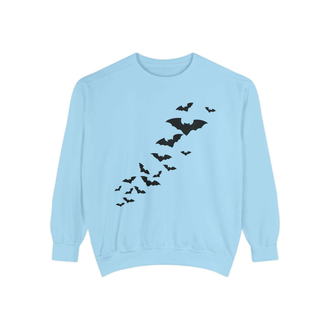 Haunted House Halloween Sweatshirt: Spooky Vibes Sweatshirt Printify Chambray S