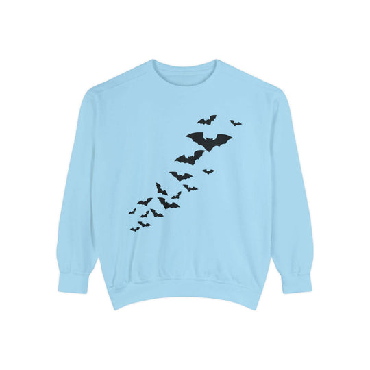 Haunted House Halloween Sweatshirt: Spooky Vibes Sweatshirt Printify Chambray S