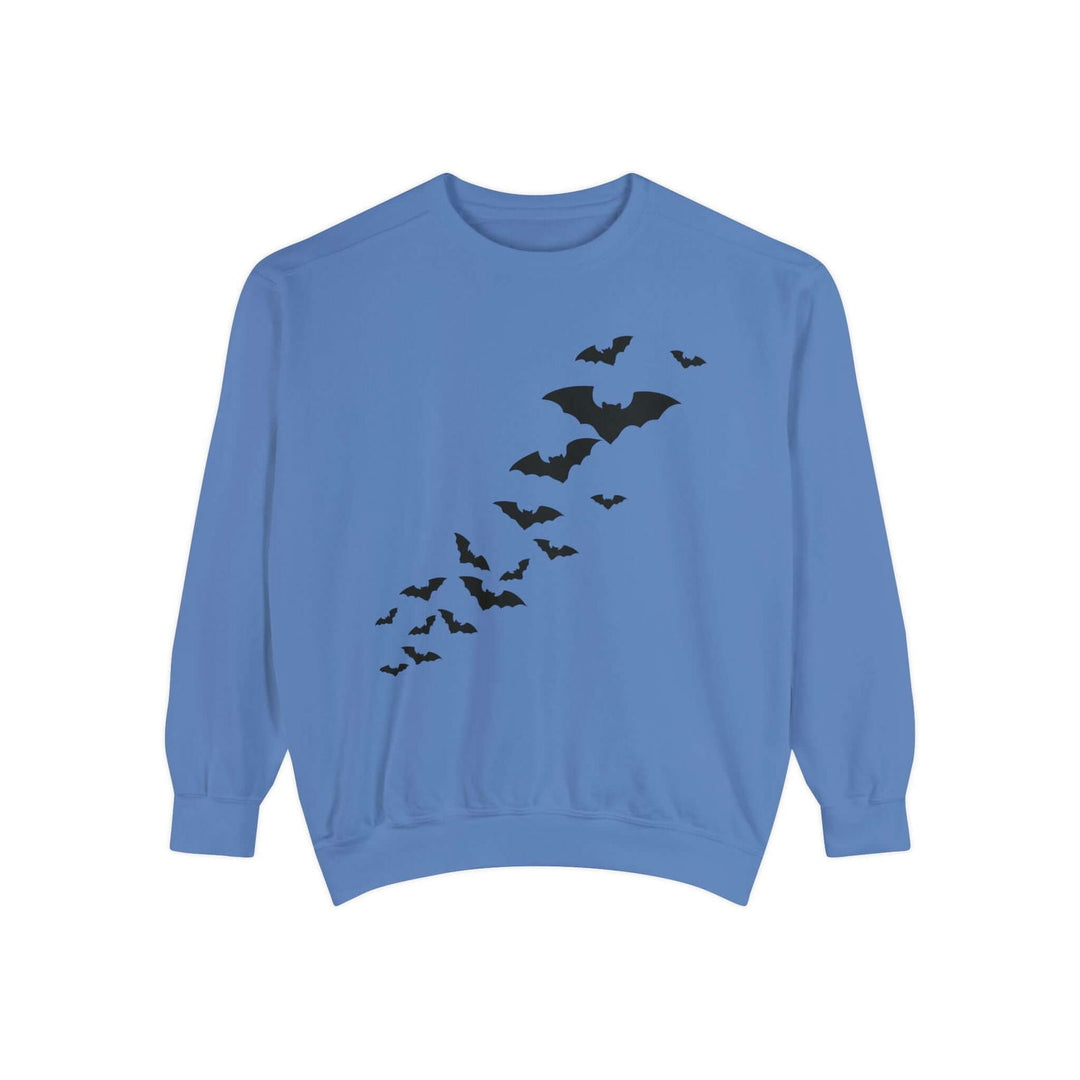 Haunted House Halloween Sweatshirt: Spooky Vibes Sweatshirt Printify Flo Blue S