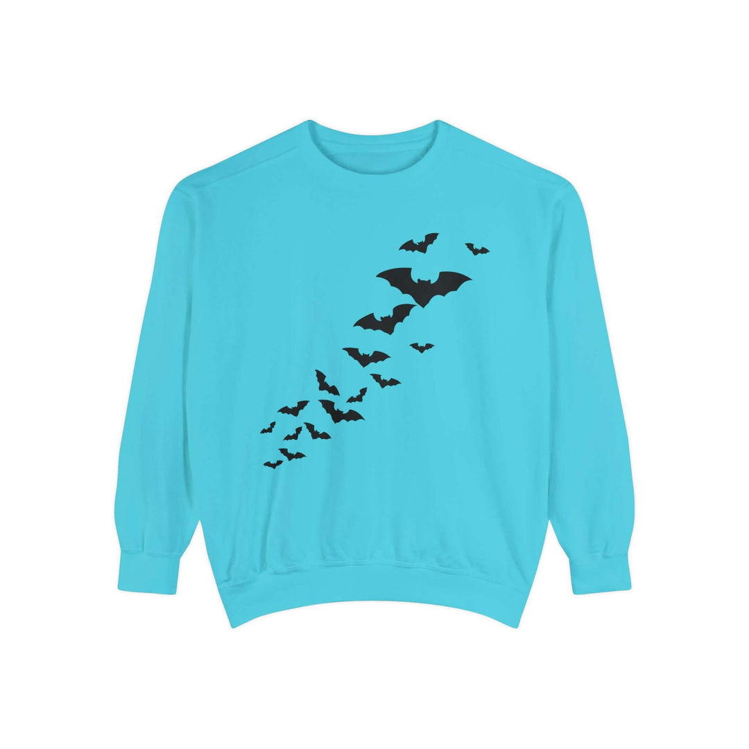 Haunted House Halloween Sweatshirt: Spooky Vibes Sweatshirt Printify Lagoon Blue 2XL