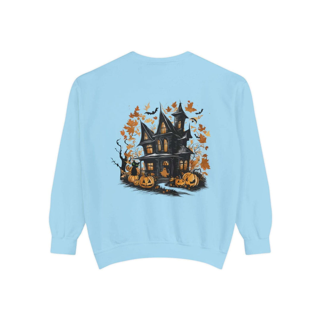 Haunted House Halloween Sweatshirt: Spooky Vibes Sweatshirt Printify