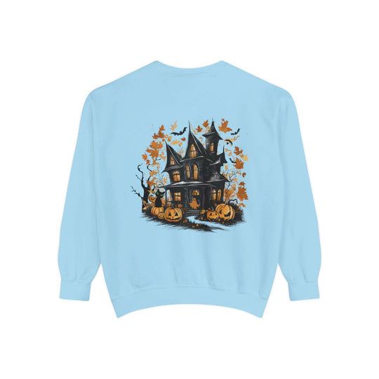Haunted House Halloween Sweatshirt: Spooky Vibes Sweatshirt Printify