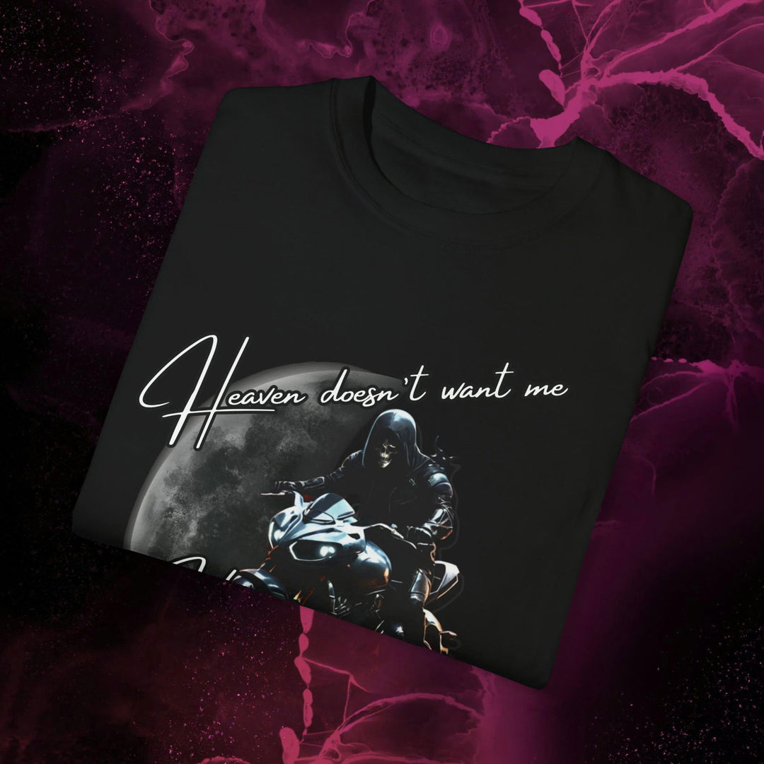 Heaven Dont Want Hell Cant Handle: Reaper Biker Tee - Imagin Vibes - 