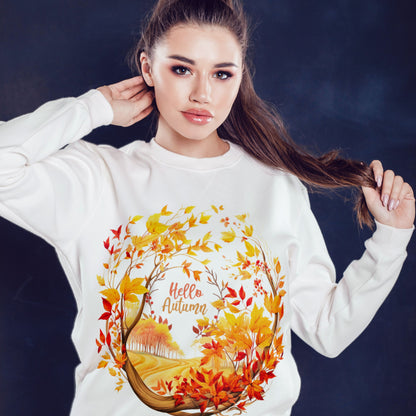 Hello Autumn Sweatshirt | Fall Design | Fall Seasonal Sweatshirt | Autumn Design Sweatshirt   