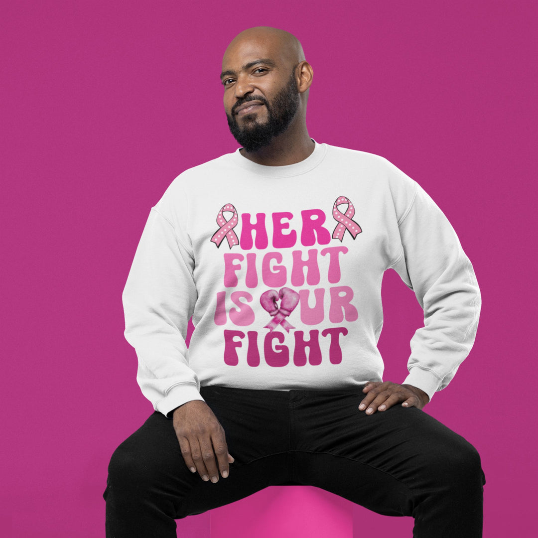 Her Fight Is Our Fight Breast Cancer Sweatshirt Sweatshirt Printify