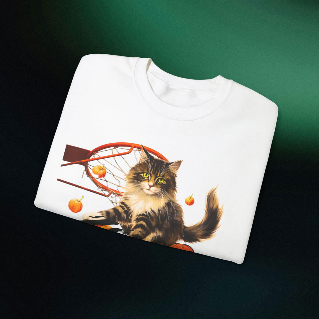 Hoop There It Is! Playful Cat Halloween Sweatshirt Sweatshirt Printify