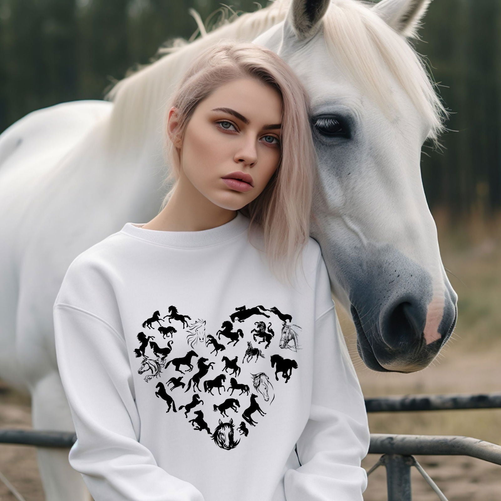 Horse Heart Sweatshirt: Celebrate Your Love for Horses Sweatshirt Printify