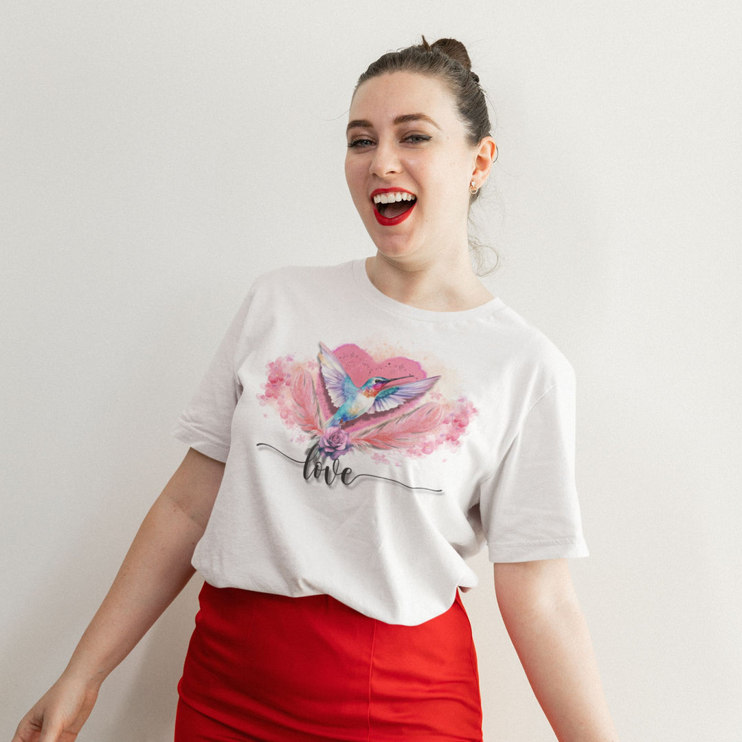 Hummingbird Love T-shirt T-Shirt Printify White M