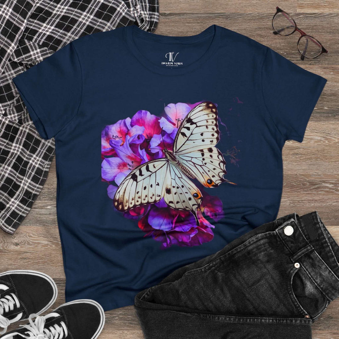 Butterfly Tee T-Shirt Printify Navy S