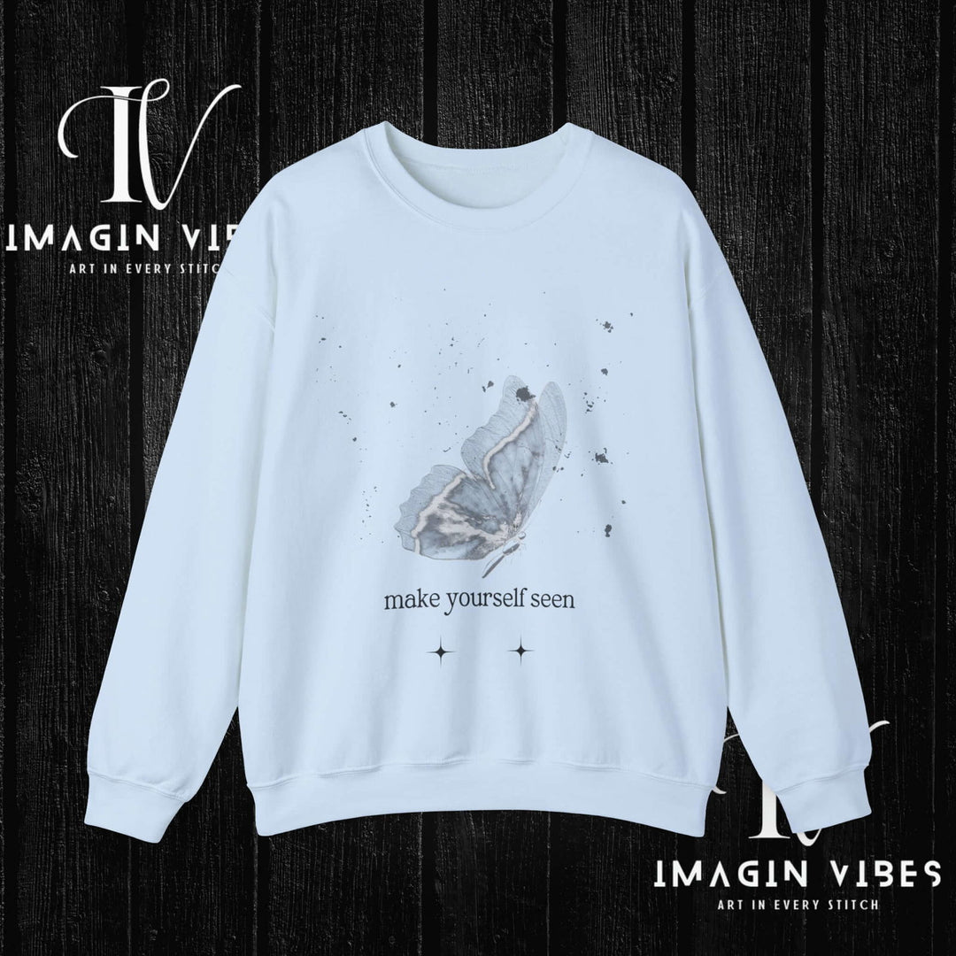 IV: Spread Your Wings - Butterfly Sweatshirt Sweatshirt Printify S Light Blue