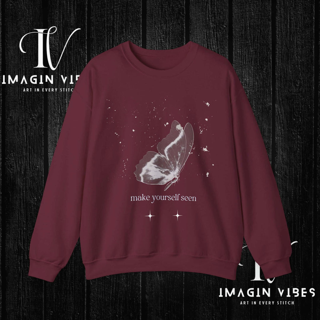 IV: Spread Your Wings - Butterfly Sweatshirt Sweatshirt Printify S Maroon