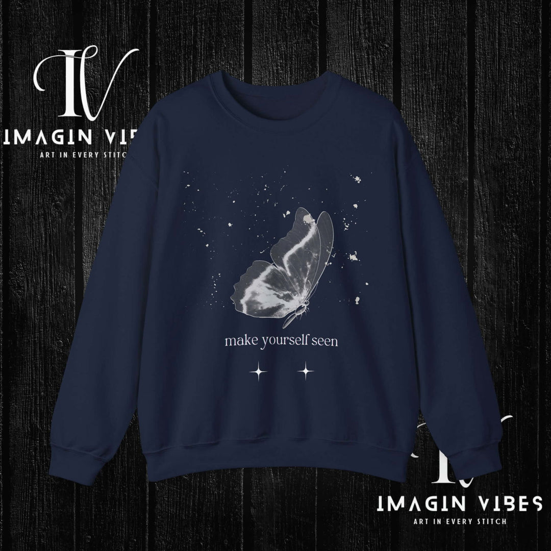 IV: Spread Your Wings - Butterfly Sweatshirt Sweatshirt Printify S Navy