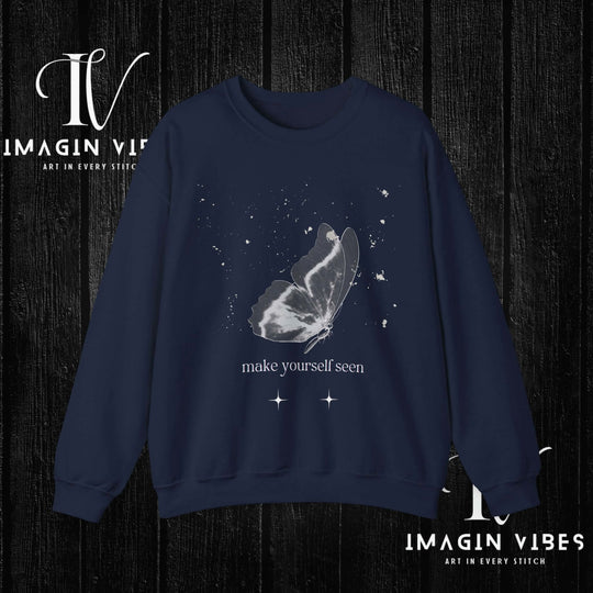 IV: Spread Your Wings - Butterfly Sweatshirt Sweatshirt Printify S Navy