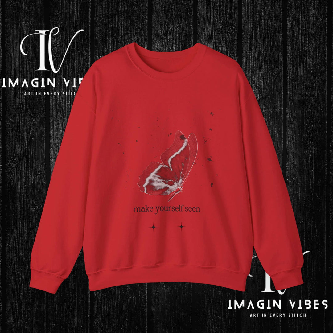 IV: Spread Your Wings - Butterfly Sweatshirt Sweatshirt Printify S Red