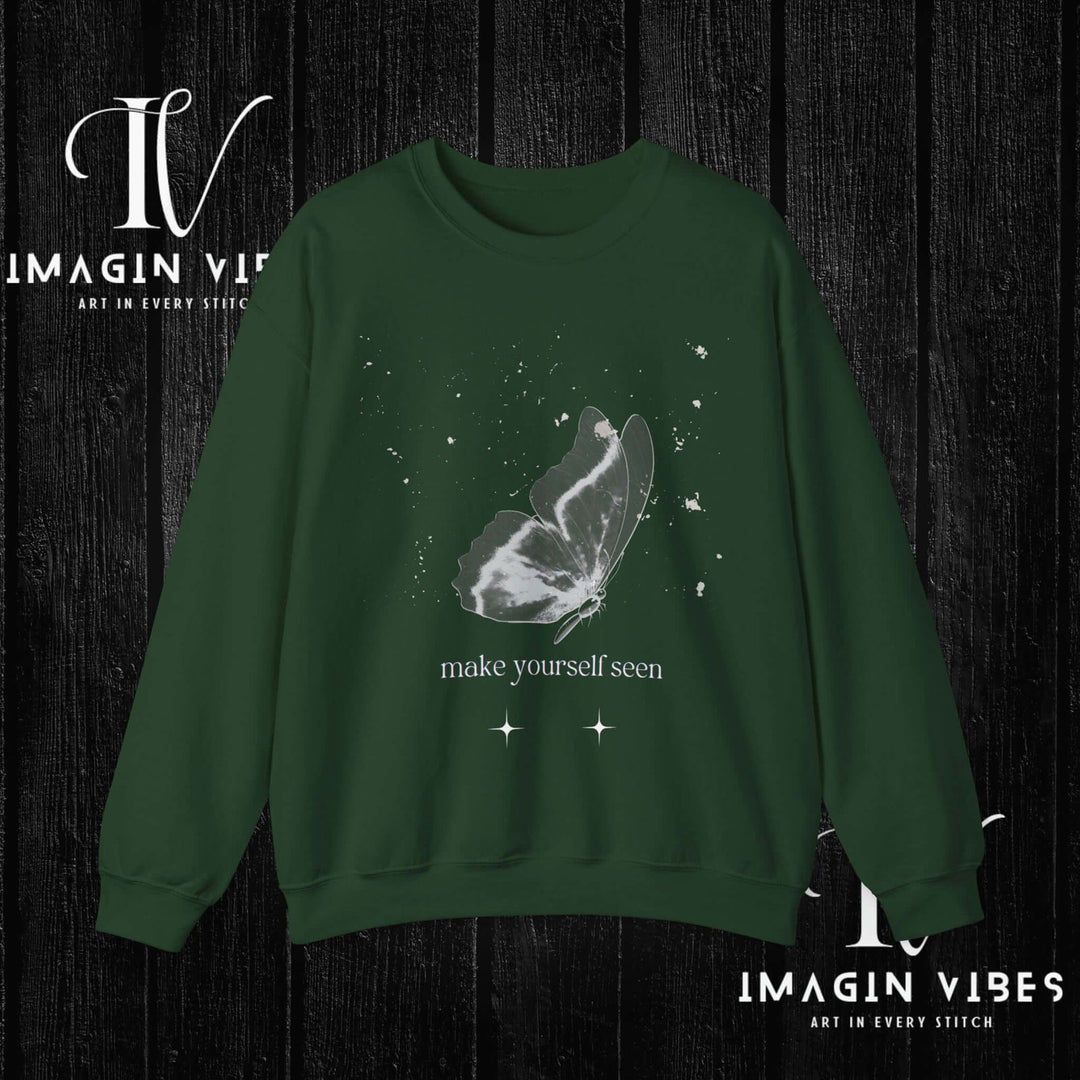 IV: Spread Your Wings - Butterfly Sweatshirt Sweatshirt Printify S Forest Green