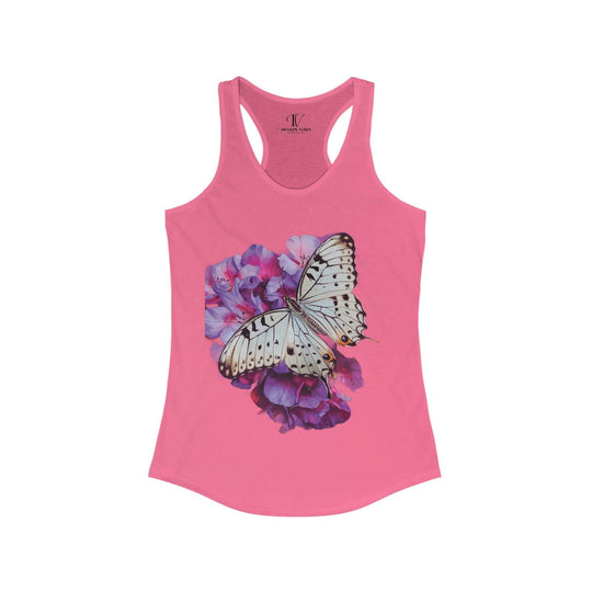 Women's Racerback Tank Butterfly and Pink Flower Top Tank Top Printify XS Solid Hot Pink
