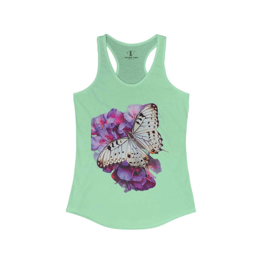 Women's Racerback Tank Butterfly and Pink Flower Top Tank Top Printify XS Solid Mint