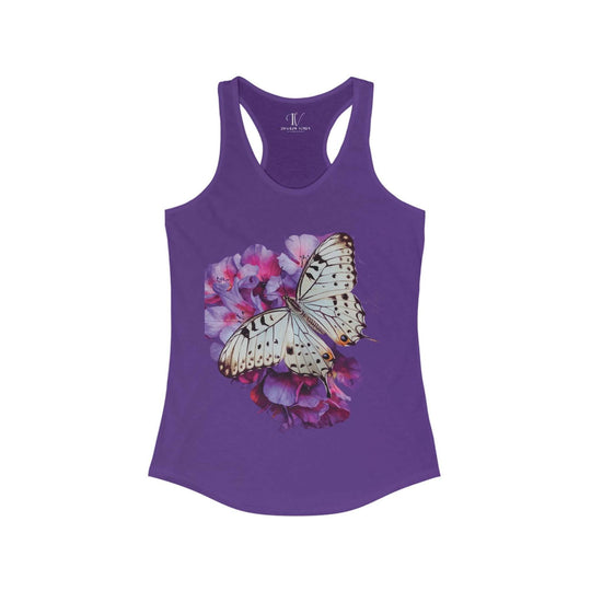 Women's Racerback Tank Butterfly and Pink Flower Top Tank Top Printify XS Solid Purple Rush