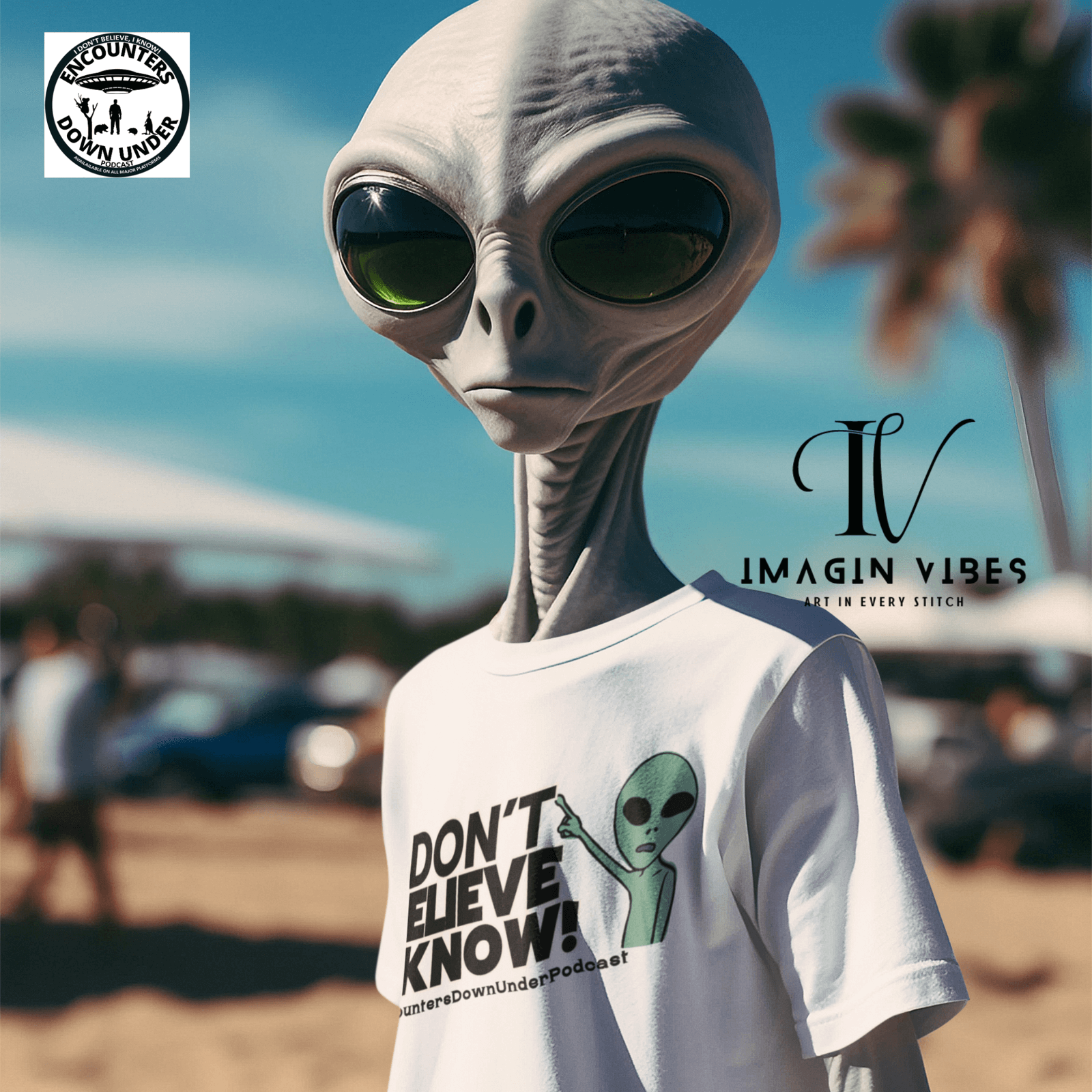 I Don't Believe, I Know UFO T-Shirt - Encounters Down Under Podcast Alien Tee T-Shirt Printify