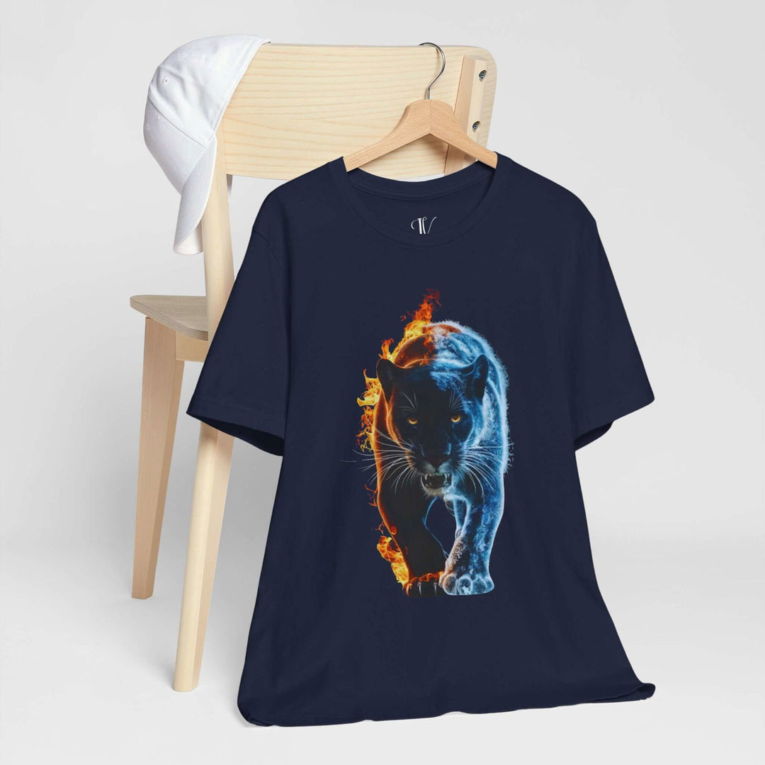 Ice & Fire: Panther Graphic Tee T-Shirt Printify Navy S