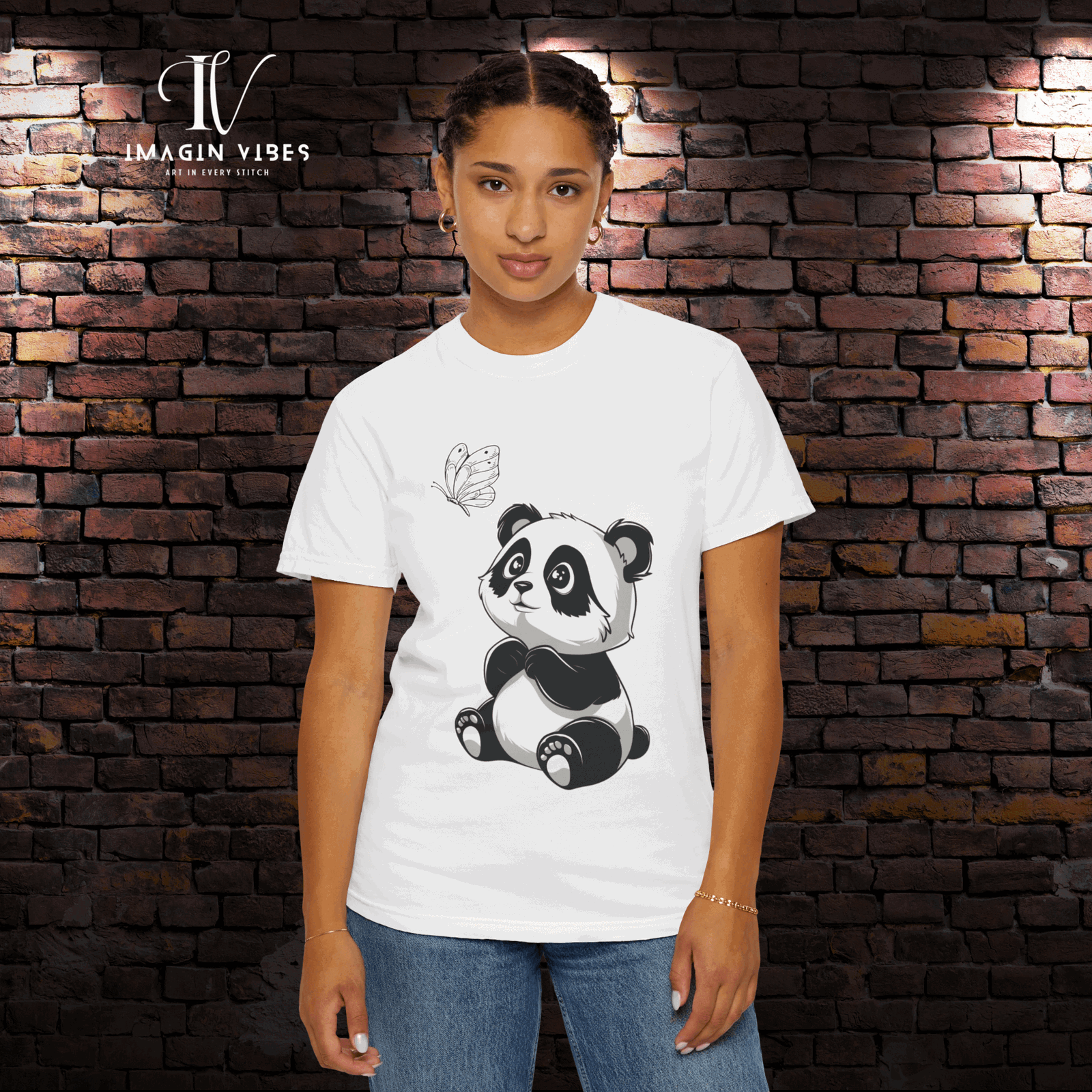 Imagin Vibes: Adorable Panda & Butterfly Tee - Imagin Vibes - 