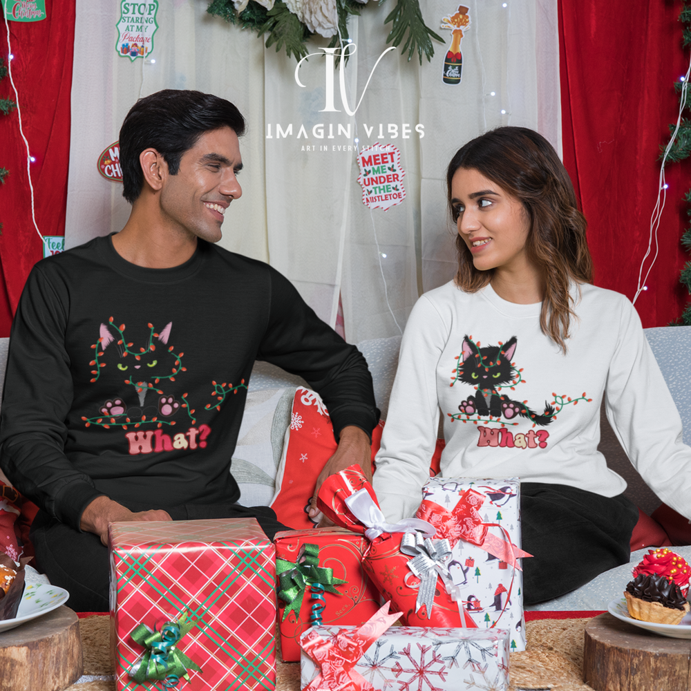 Imagin Vibes: Black Cat Christmas - "What?!" Sweatshirt - Imagin Vibes - 