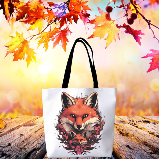 Imagin Vibes: Cozy Fox Family Tote Bag 3 - Imagin Vibes - 