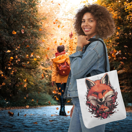 Imagin Vibes: Cozy Fox Family Tote Bag 3 - Imagin Vibes - 