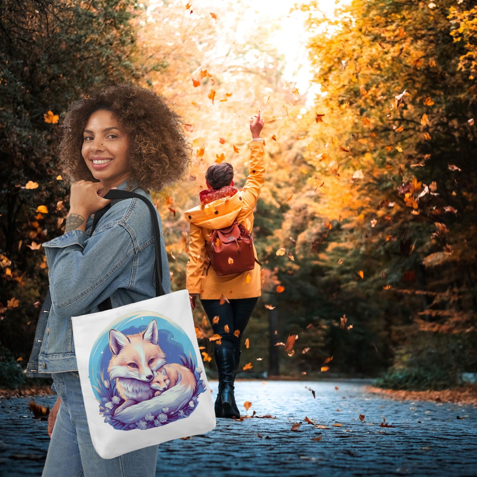 Imagin Vibes: Cozy Fox Family Tote Bag 4 - Imagin Vibes - 