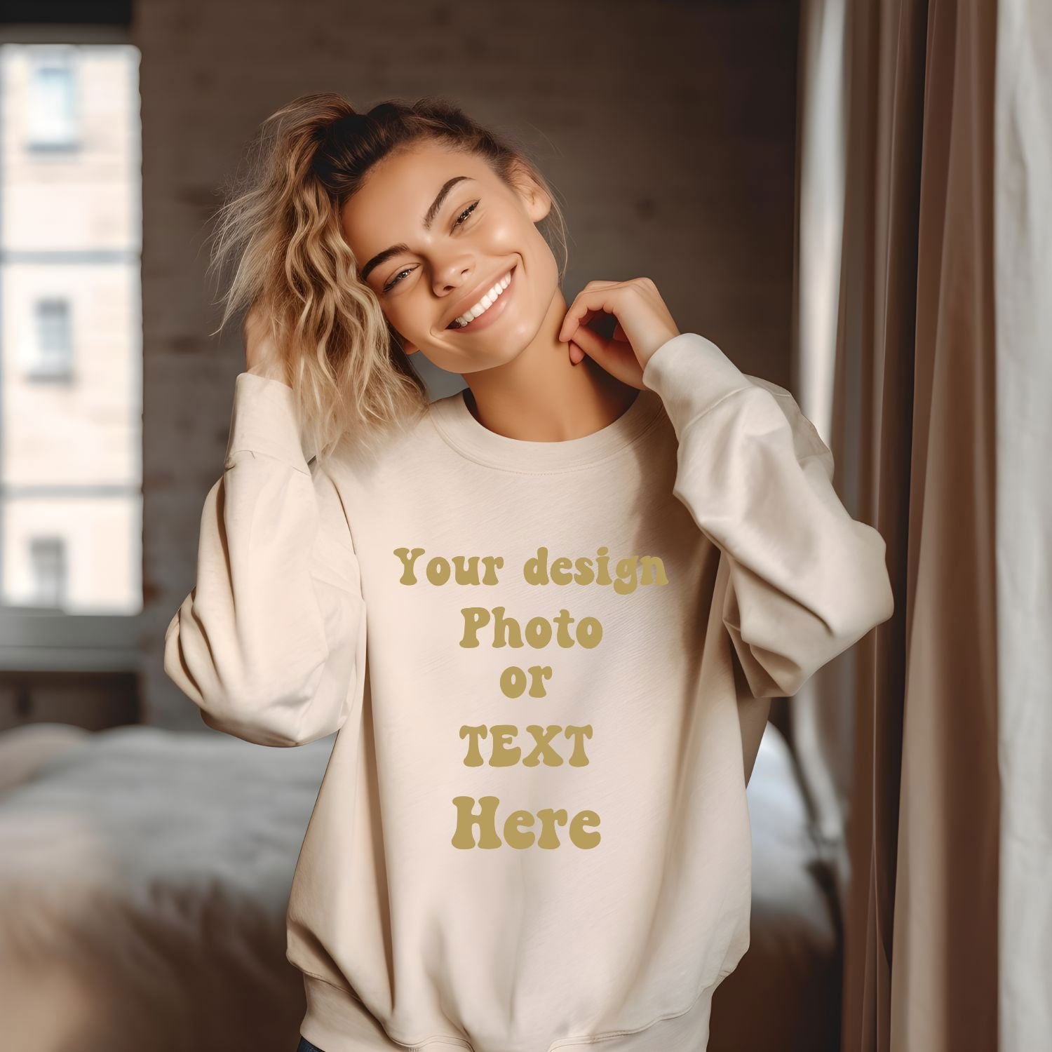 Imagin Vibes™ Crewneck Sweatshirt Personalized With Your Photo, Text Sweatshirt Printify