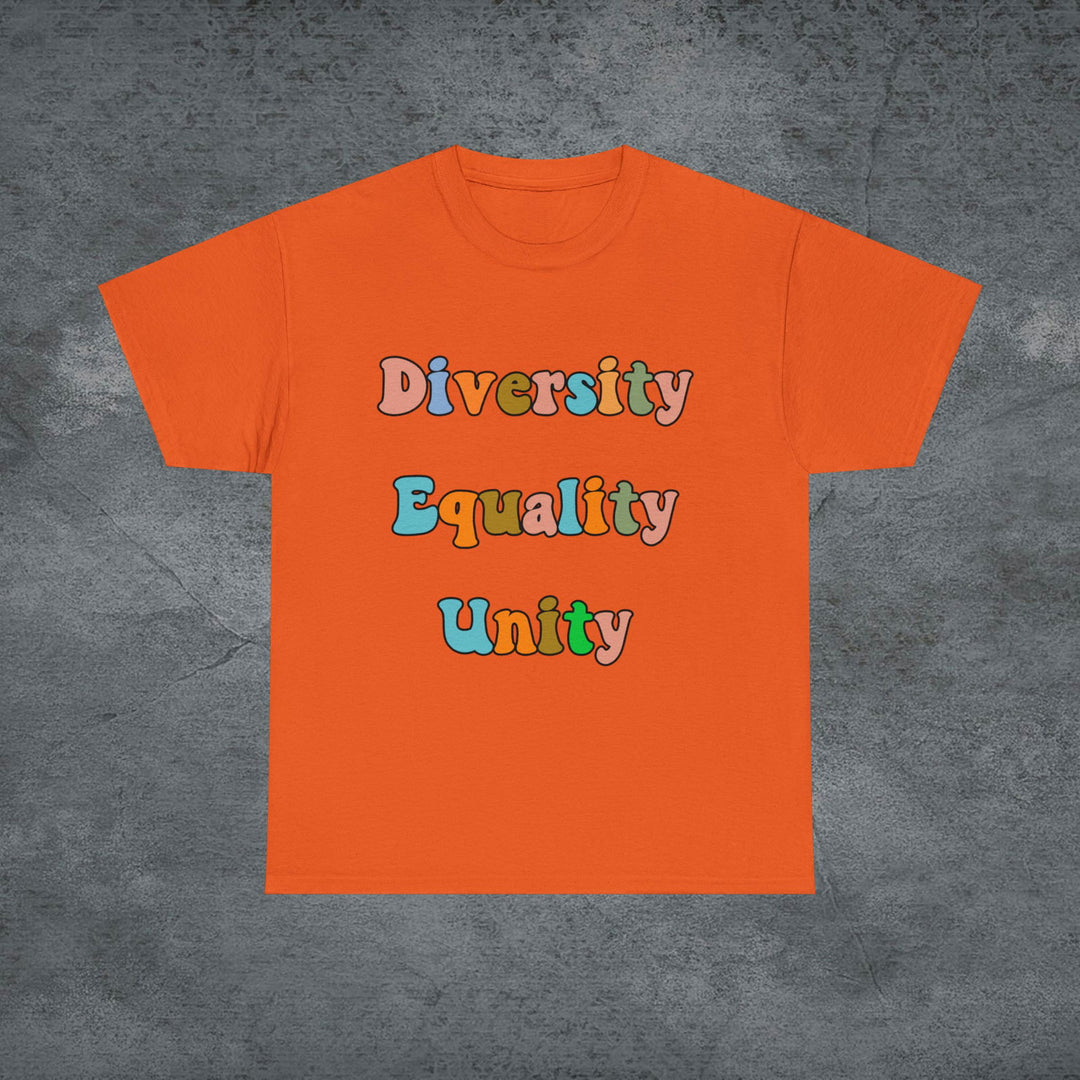 Imagin Vibes: Diversity, Equality, Unity Tee T-Shirt Printify Orange S