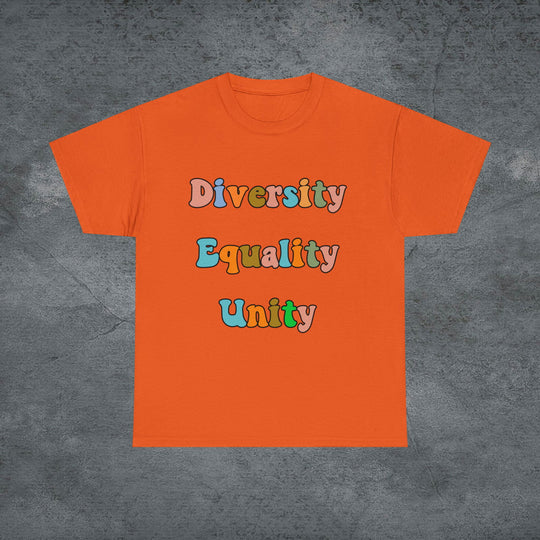 Imagin Vibes: Diversity, Equality, Unity Tee T-Shirt Printify Orange S