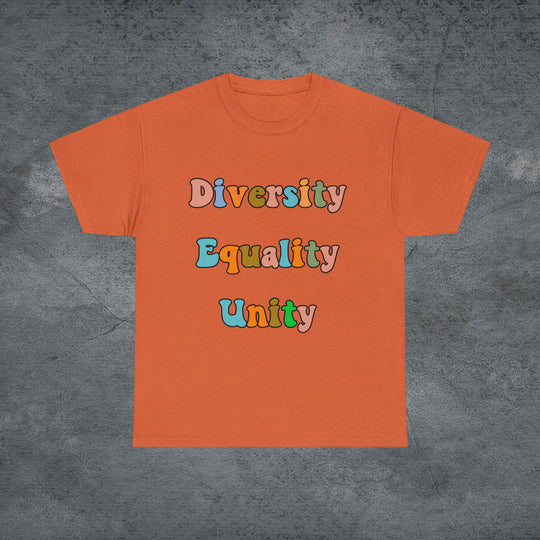 Imagin Vibes: Diversity, Equality, Unity Tee T-Shirt Printify Antique Orange S