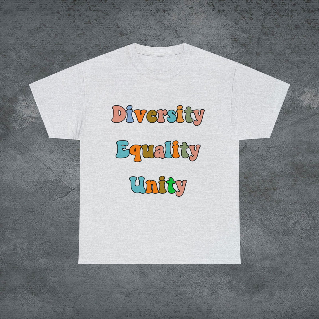 Imagin Vibes: Diversity, Equality, Unity Tee T-Shirt Printify Ash S