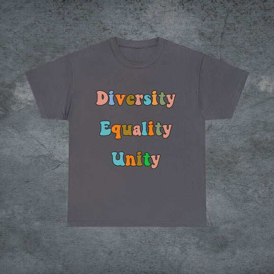 Imagin Vibes: Diversity, Equality, Unity Tee T-Shirt Printify Charcoal S