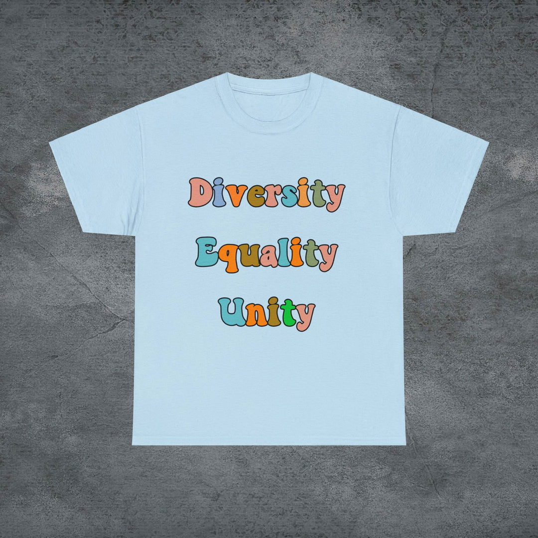 Imagin Vibes: Diversity, Equality, Unity Tee T-Shirt Printify Light Blue S