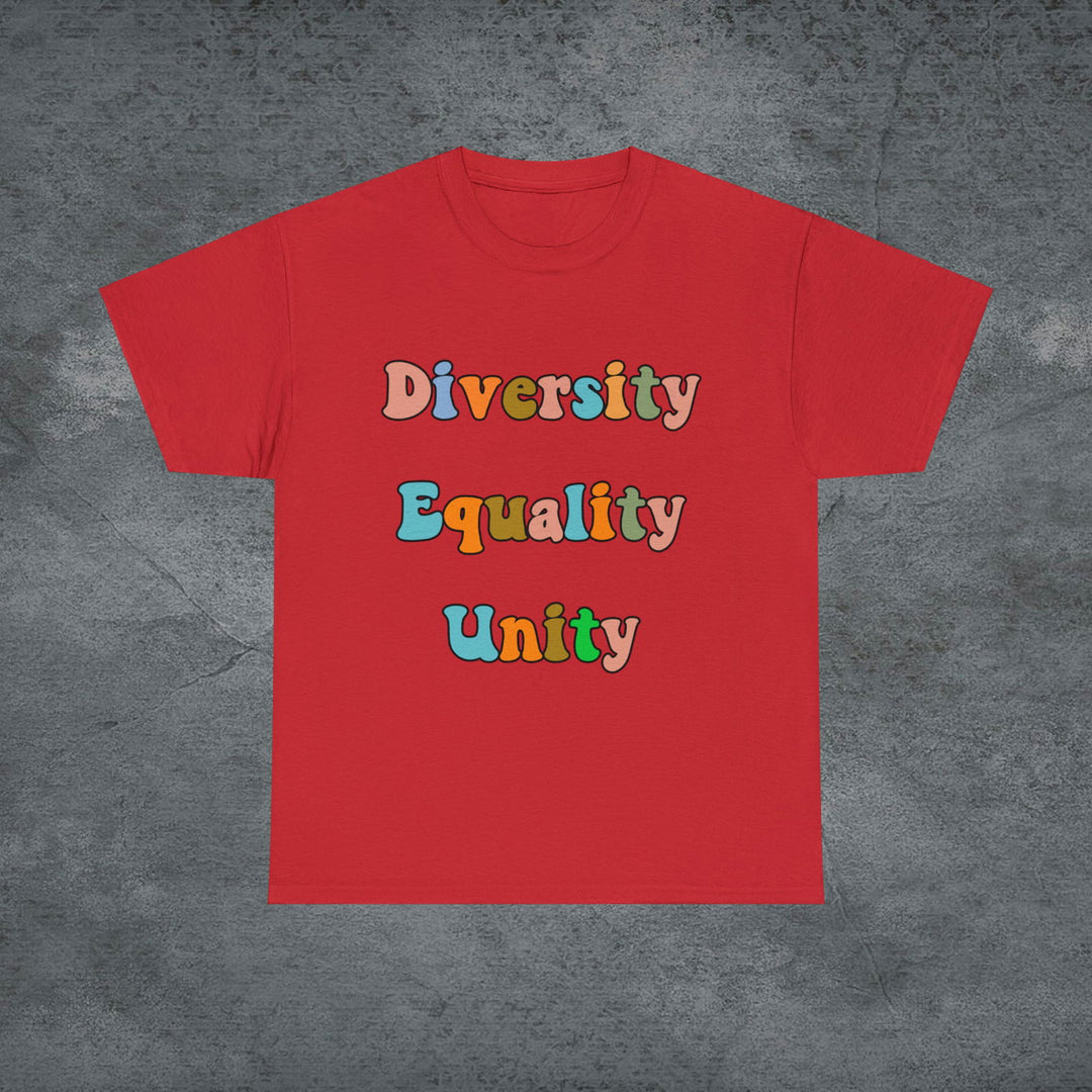 Imagin Vibes: Diversity, Equality, Unity Tee T-Shirt Printify Red S