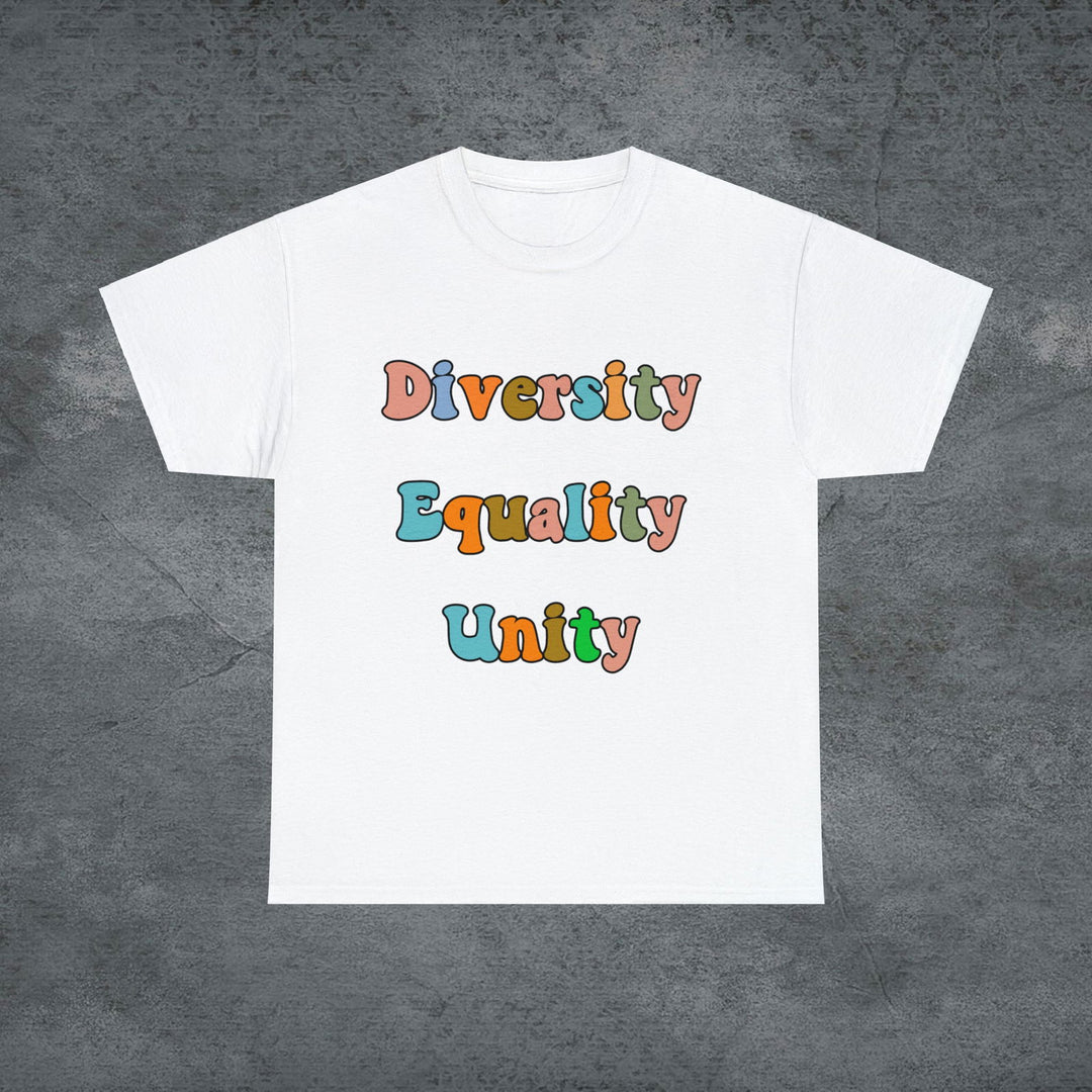 Imagin Vibes: Diversity, Equality, Unity Tee T-Shirt Printify White S