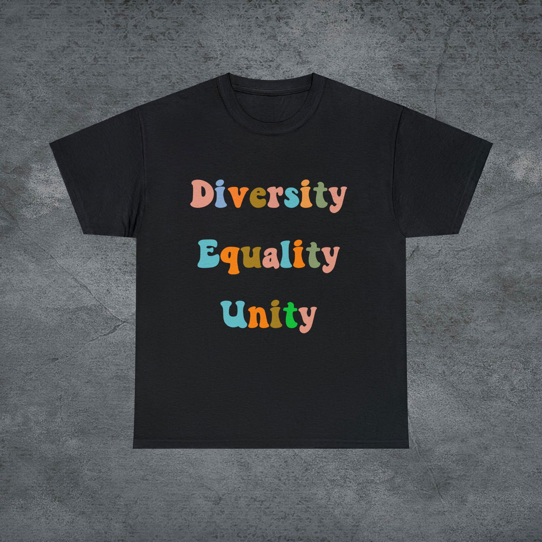 Imagin Vibes: Diversity, Equality, Unity Tee T-Shirt Printify Black S