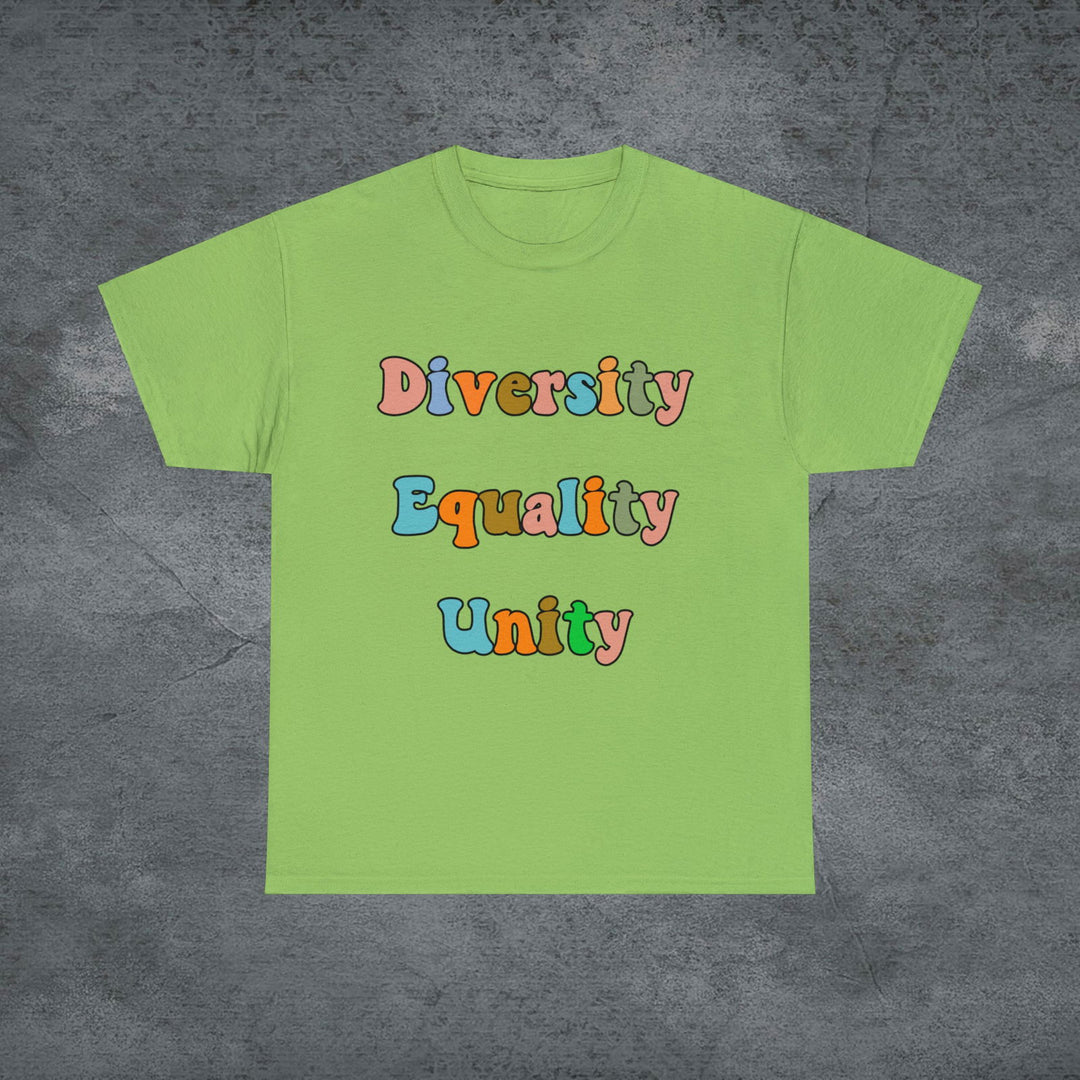 Imagin Vibes: Diversity, Equality, Unity Tee T-Shirt Printify Lime S
