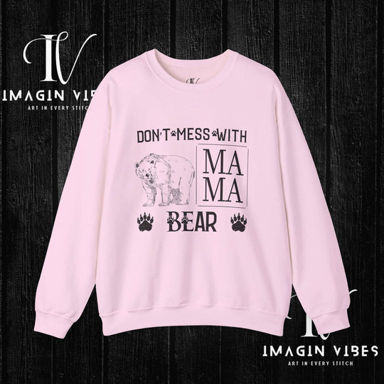 Imagin Vibes: Don't Mess Mama Bear Sweatshirt Printify S Light Pink