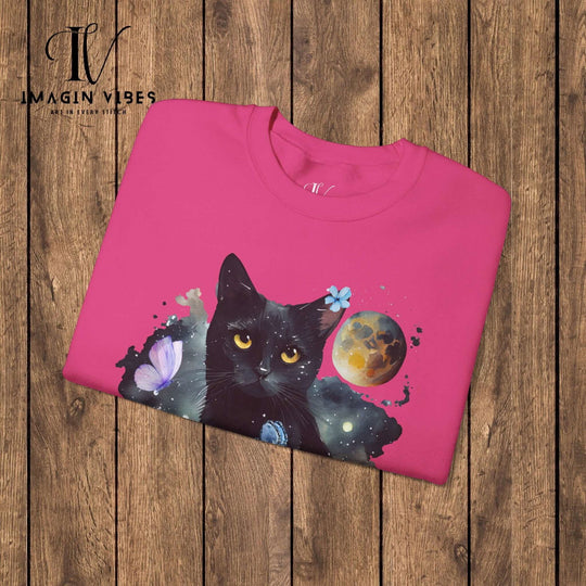Imagin Vibes: Floral Cat & Butterflies Sweatshirt Sweatshirt Printify