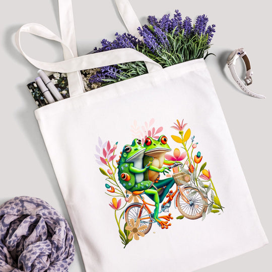 Imagin Vibes: Frogs Bicycle Tote Bag 2 - Imagin Vibes - 