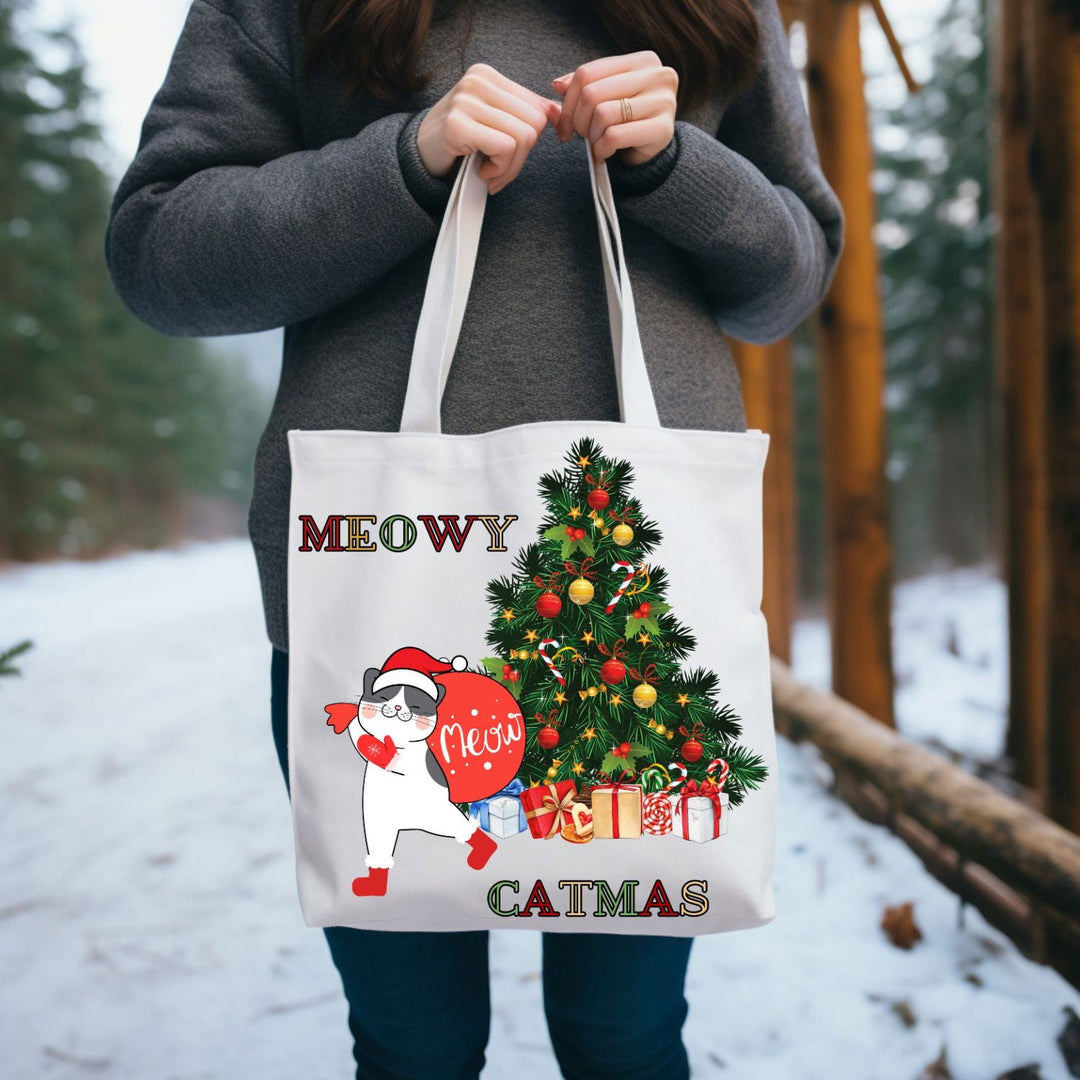 Imagin Vibes Meowy Catmas Tote Bag: Fun & Functional for Cat Lovers - Imagin Vibes - 