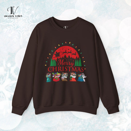 Imagin Vibes Merry Christmas Sweatshirt: Festive Santa Design - Imagin Vibes - 