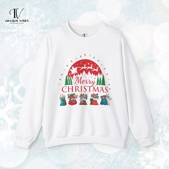 Imagin Vibes Merry Christmas Sweatshirt: Festive Santa Design - Imagin Vibes - 