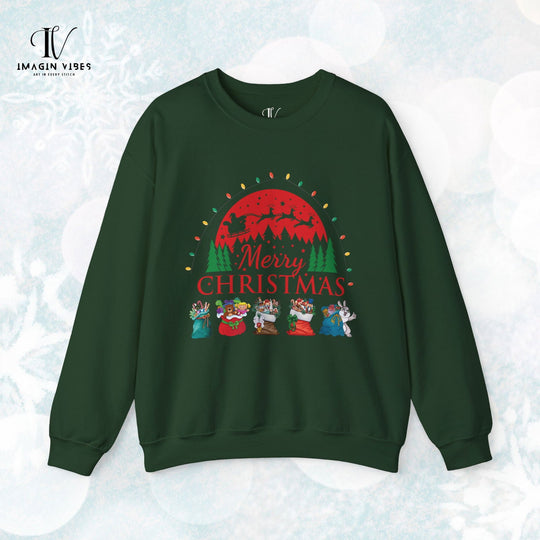 Imagin Vibes Merry Christmas Sweatshirt: Festive Santa Design - Imagin Vibes - 