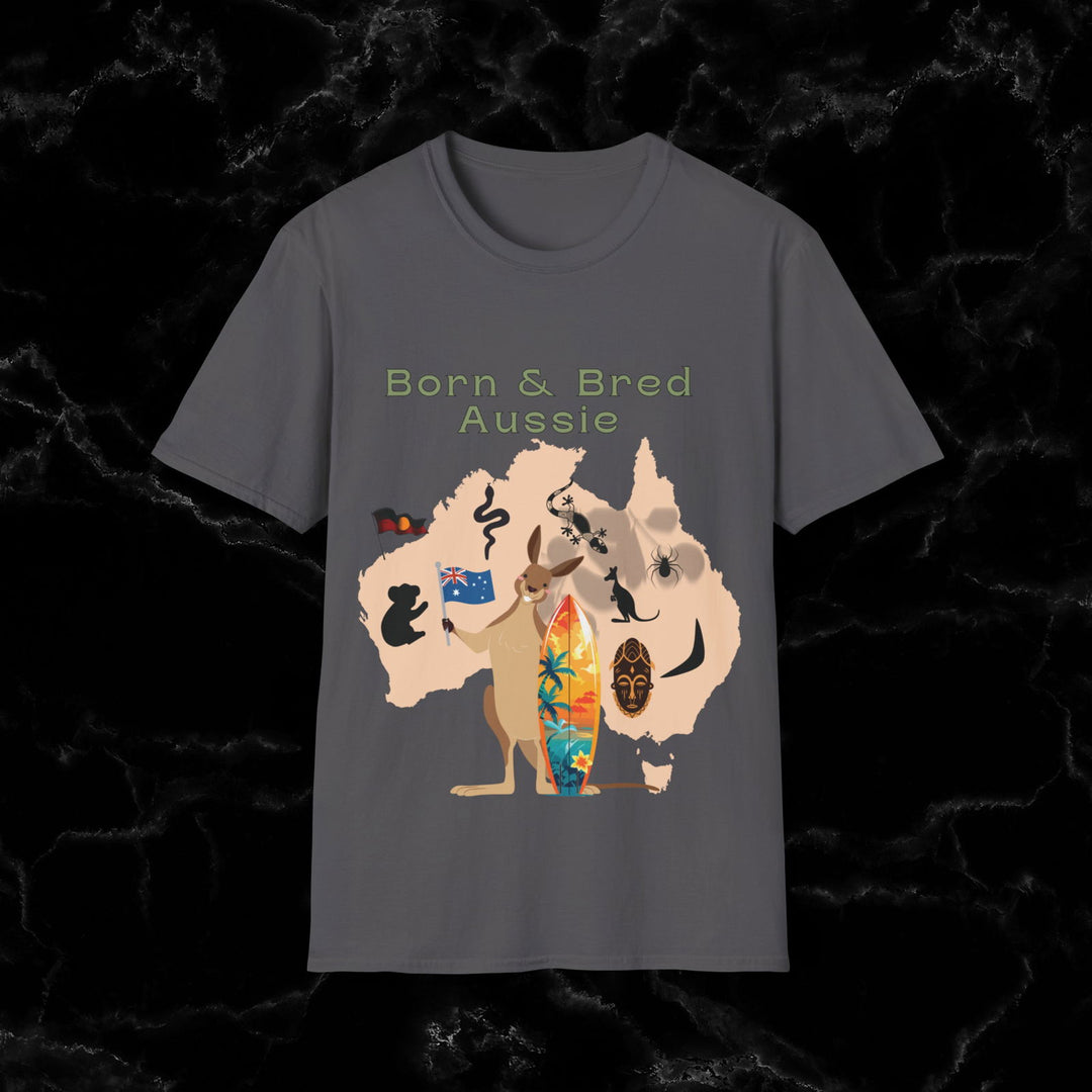 Imagin Vibes: Proudly Aussie - Born & Bred Tee T-Shirt Printify Charcoal S