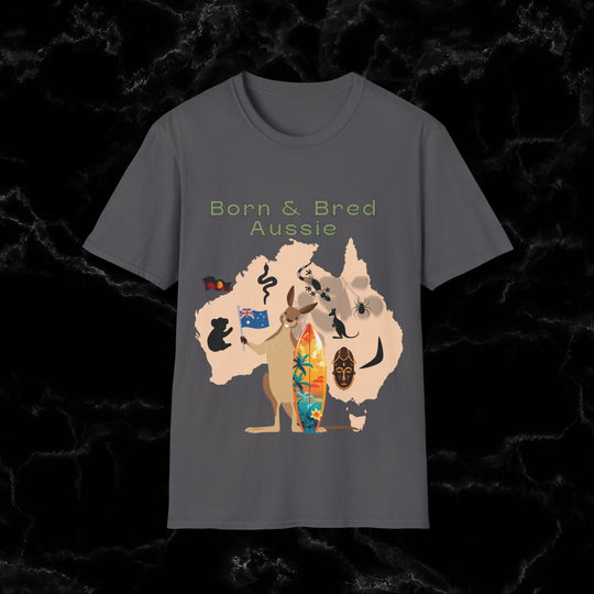 Imagin Vibes: Proudly Aussie - Born & Bred Tee T-Shirt Printify Charcoal S