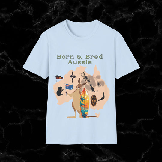 Imagin Vibes: Proudly Aussie - Born & Bred Tee T-Shirt Printify Light Blue S